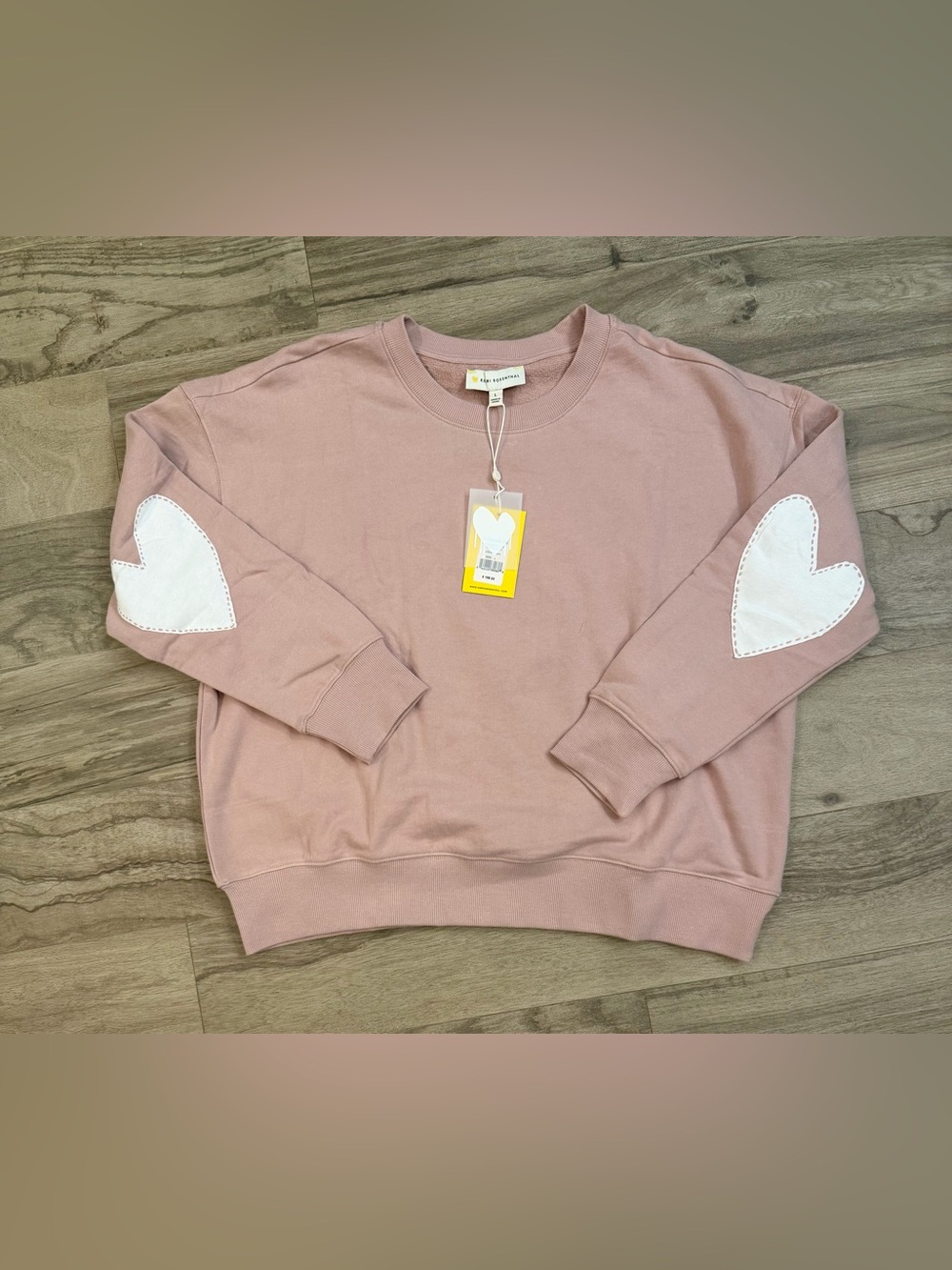 Kerri Rosenthal Ex-Boyfriend Patchwork Sweatshirt with White Hearts Mauve Size L